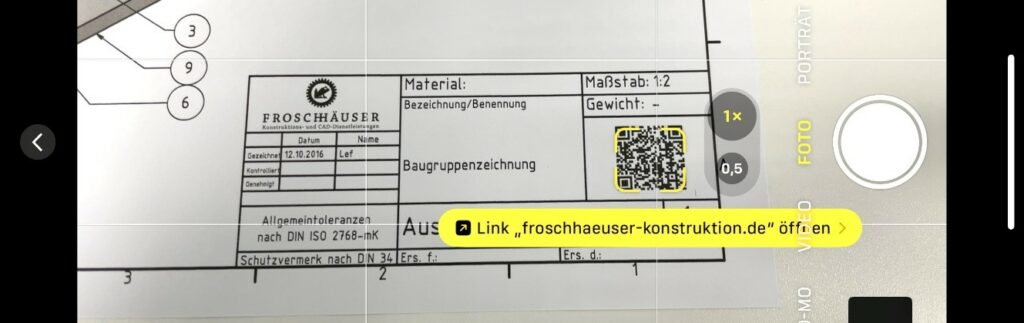 Titelbild-QR-Code-Kamera. QR-Code mit Word erstellen und in Ihren technischen Zeichnungen einfügen. Anleitung Inventor Froschhäuser