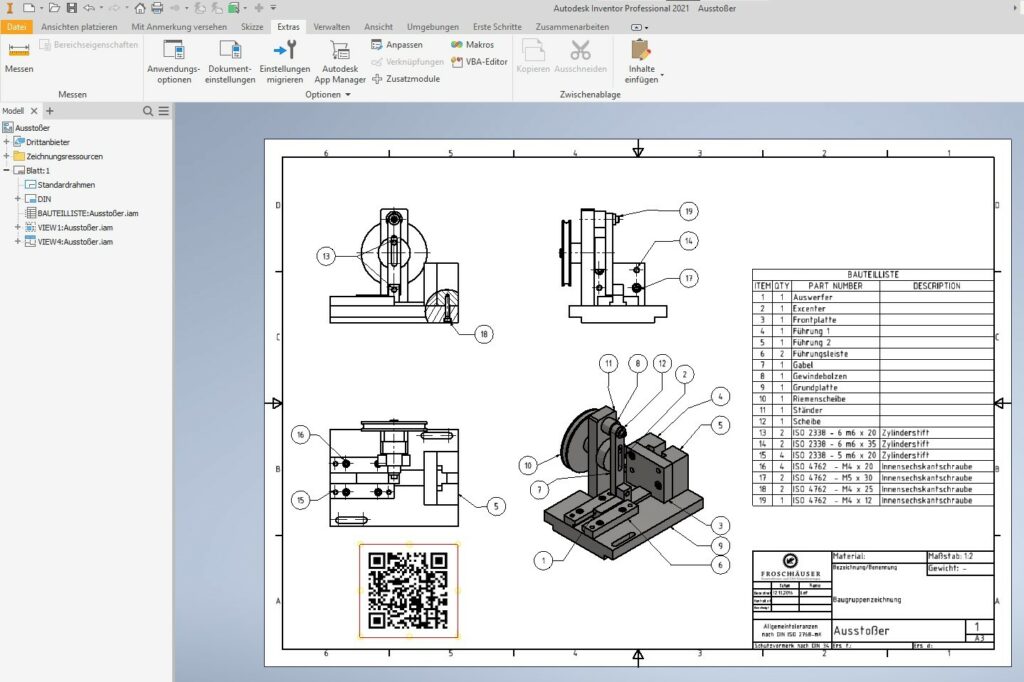 QR-Code mit Word erstellen und in Ihren technischen Zeichnungen einfügen. Anleitung Inventor Froschhäuser