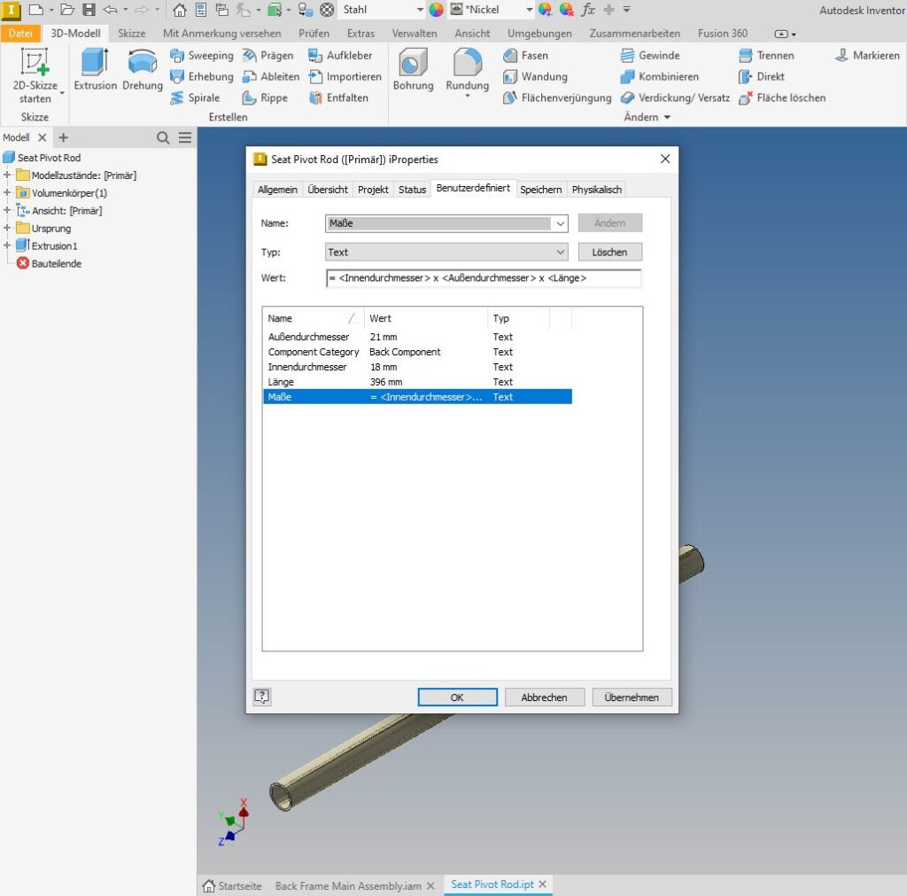 Parameter in einem iPropertie anzeigen - Inventor-Quick-Hack Nr.9